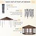 3.5m x 4m Hexagonal Pop Up Gazebo, Canopy Tent Sun Shelter for Patio Outdoor Party, Height Adjustable, with Mosquito Netting and Carry Bag - Brown
