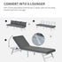 3 Pieces Garden Furniture Sets, 6 Seater Corner Sofa Set with Adjustable Backrest Chase Lounge with Slatted Metal Top Table, Padded Cushion, Grey