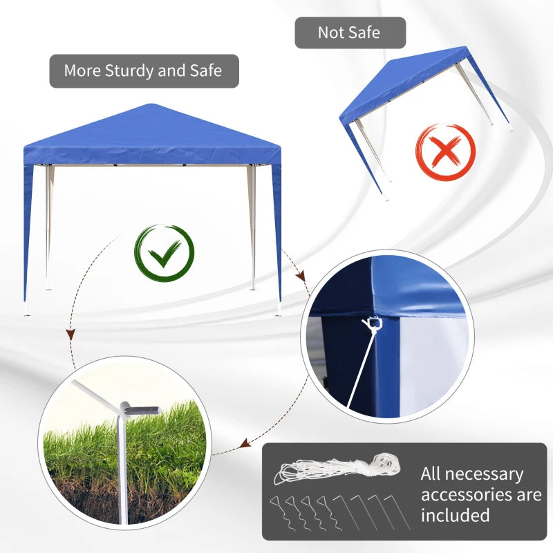 3 x 3M Garden Pop Up Gazebo Height Adjustable Marquee Party Tent Wedding Canopy with Carrying Bag, Blue