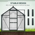 6 x 10ft Polycarbonate Greenhouse, Large Walk-In Green House with Slide Door and Window, Garden Plants Grow House with Aluminium Frame and Foundation, Grey