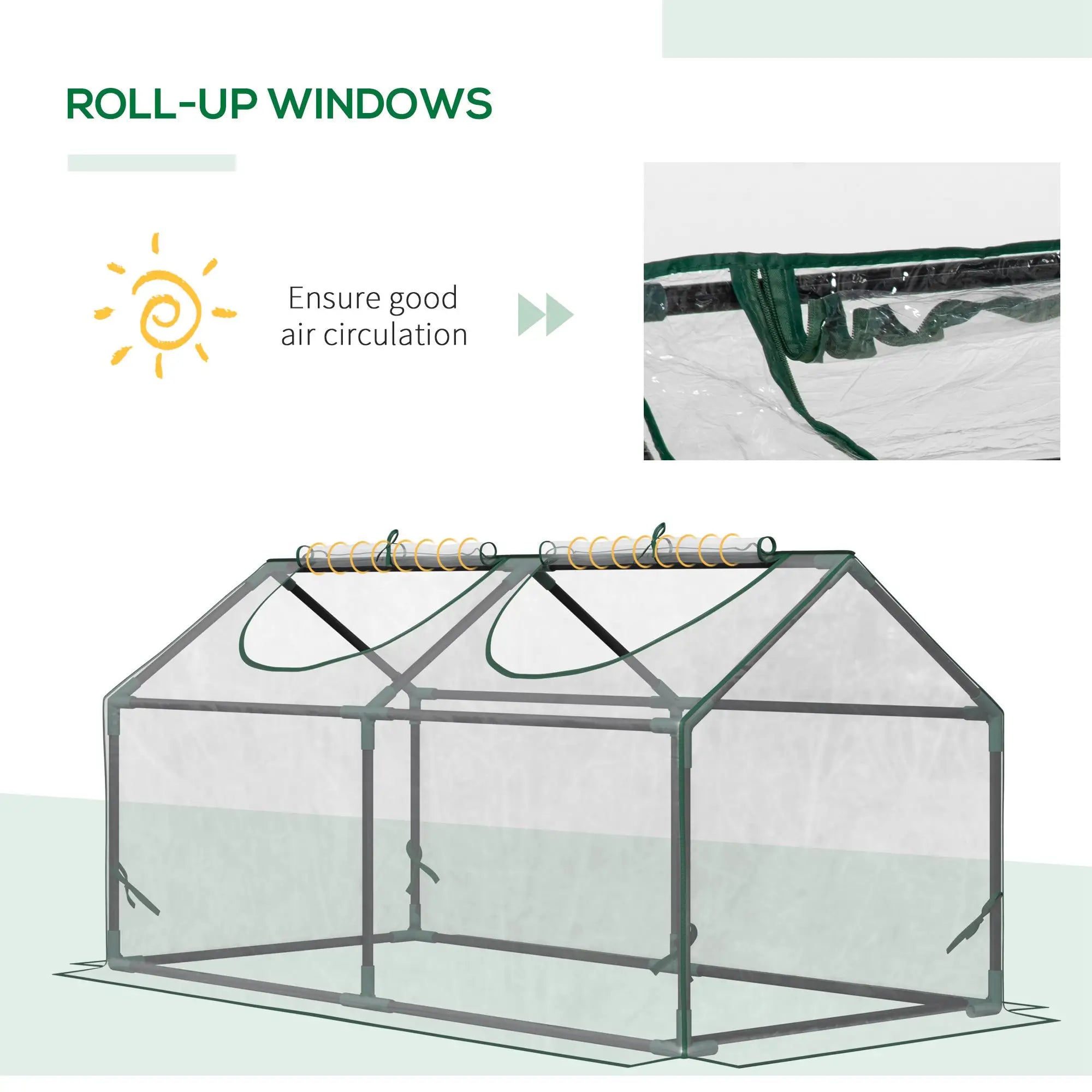Mini Greenhouse Portable Flower Planter Vegetable Grow House for Garden Backyard with Zipped Windows, 120 x 60 x 60 cm, Clear