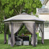 3 x 4m Garden Gazebo Hexagon Pop Up Gazebo Party Tent Canopy Double Roof Instant Shelter with Netting and Carry Bag for Outdoor Patio, Beige