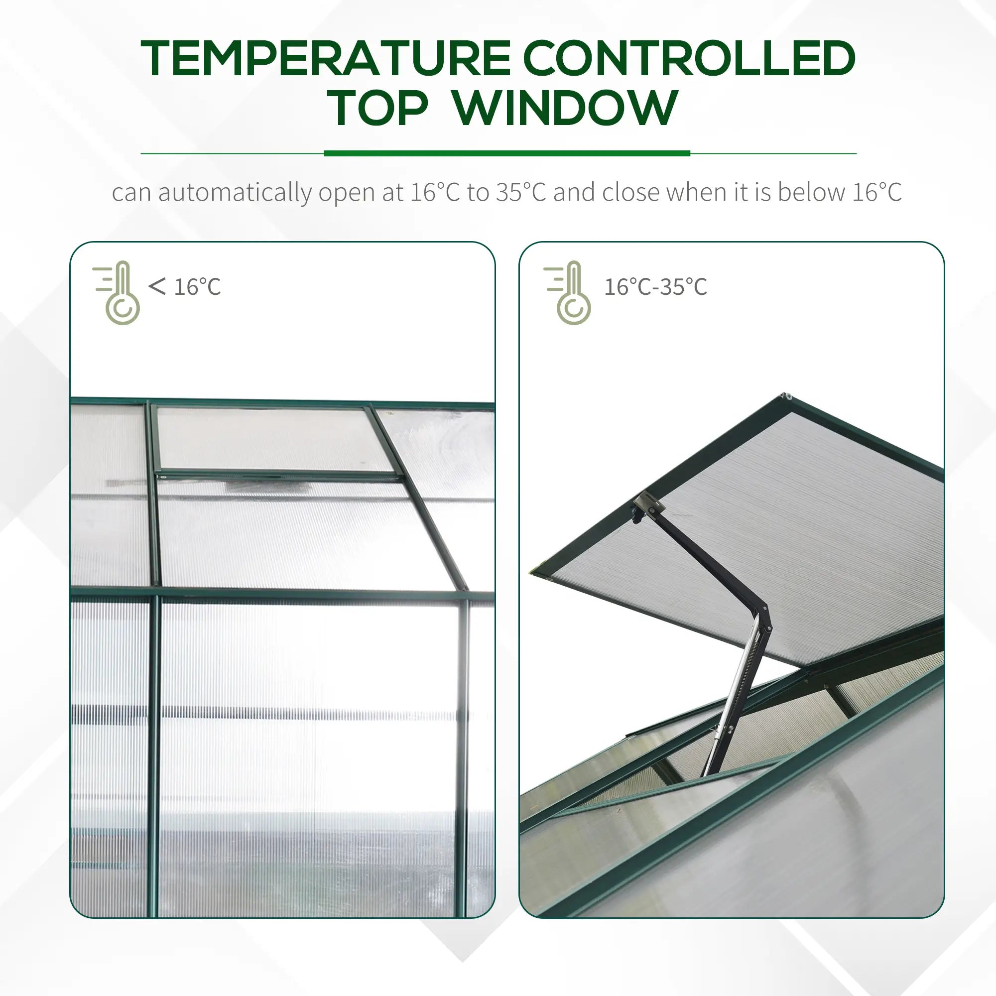 6x8 FT Polycarbonate Greenhouse with Base and Raised Bed, Walk-in Greenhouse with Aluminium Frame, Temperature Controlled Window, Foundation for Plants, Flowers, Vegetable