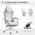 Computer Gaming Chair, PU Leather Desk Chair with Footrest, Swivel Task Chair with 135° Reclining Back and Lumbar Support, PC Chair for Adults, White and Purple Bargain Clearance Centre