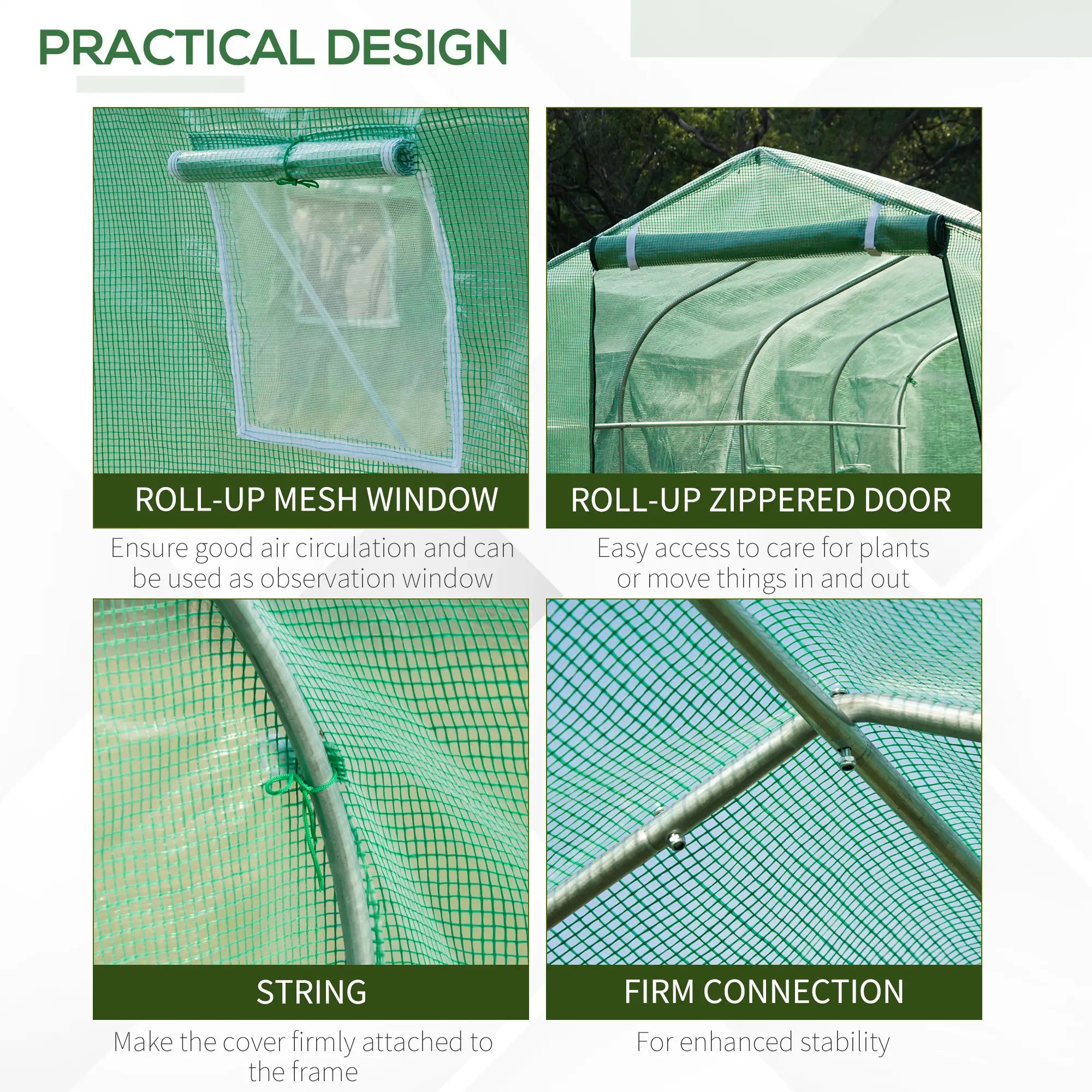 Polytunnel Greenhouse with Windows and Door, Walk in Greenhouse for Garden, Backyard (3 x 2 M)