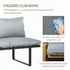 3 Pieces Patio Furniture Set, Outdoor Garden Sofa Conversation Set w/ Padded Cushions, Wood Grain Plastic Top Table and Side Panel, Dark Grey