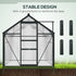 6 x 8ft Polycarbonate Greenhouse, Large Walk-In Green House with Slide Door and Window, Garden Plants Grow House with Aluminium Frame and Foundation, Grey