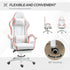 Computer Gaming Chair, PU Leather Desk Chair with Footrest, Swivel Task Chair with 135° Reclining Back and Lumbar Support, PC Chair for Adults, White and Pink Bargain Clearance Centre