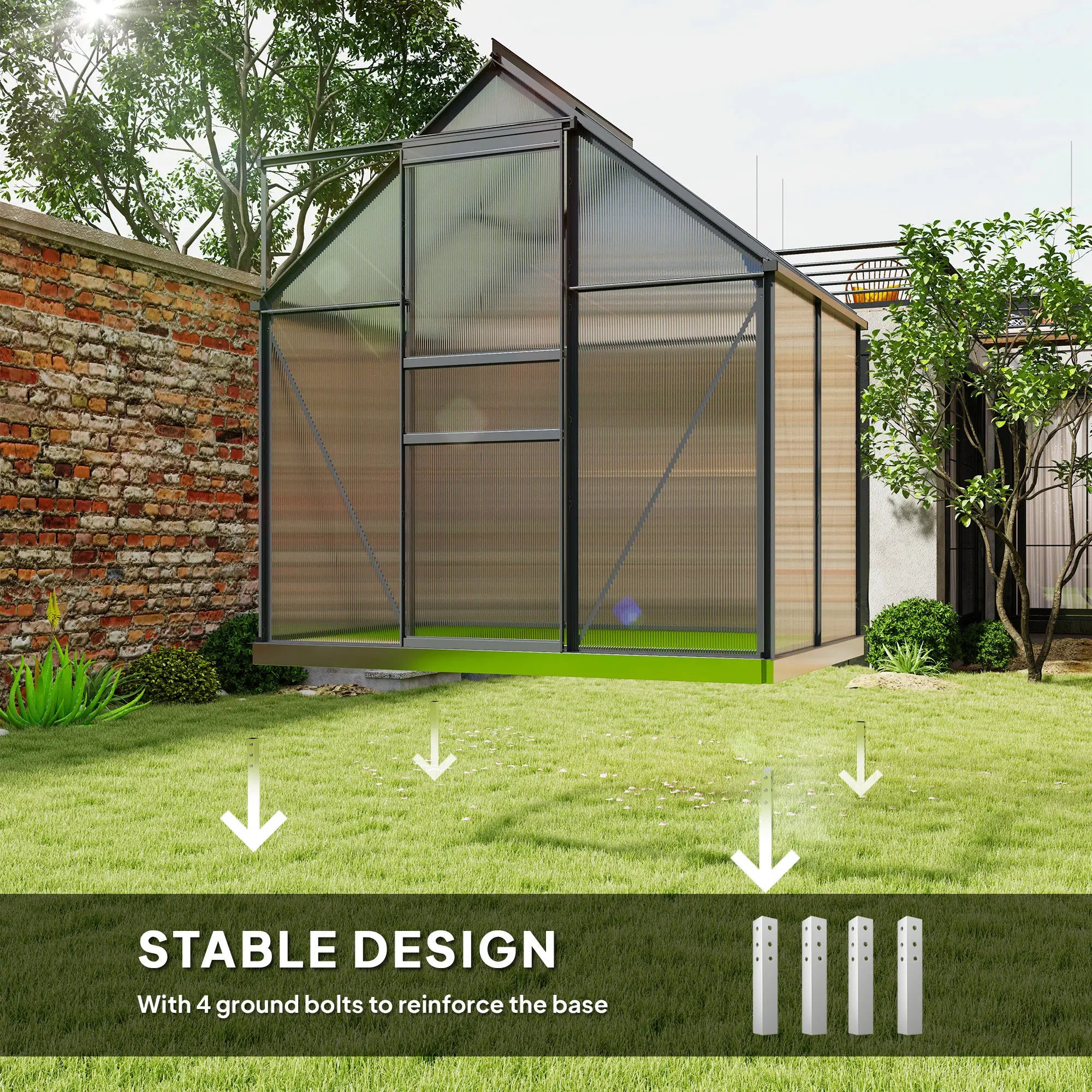 192.5 x 131cm Walk-In Polycarbonate Greenhouse