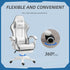Computer Gaming Chair, PU Leather Desk Chair with Footrest, Swivel Task Chair with 135° Reclining Back and Lumbar Support, PC Chair for Adults, White and Grey Bargain Clearance Centre