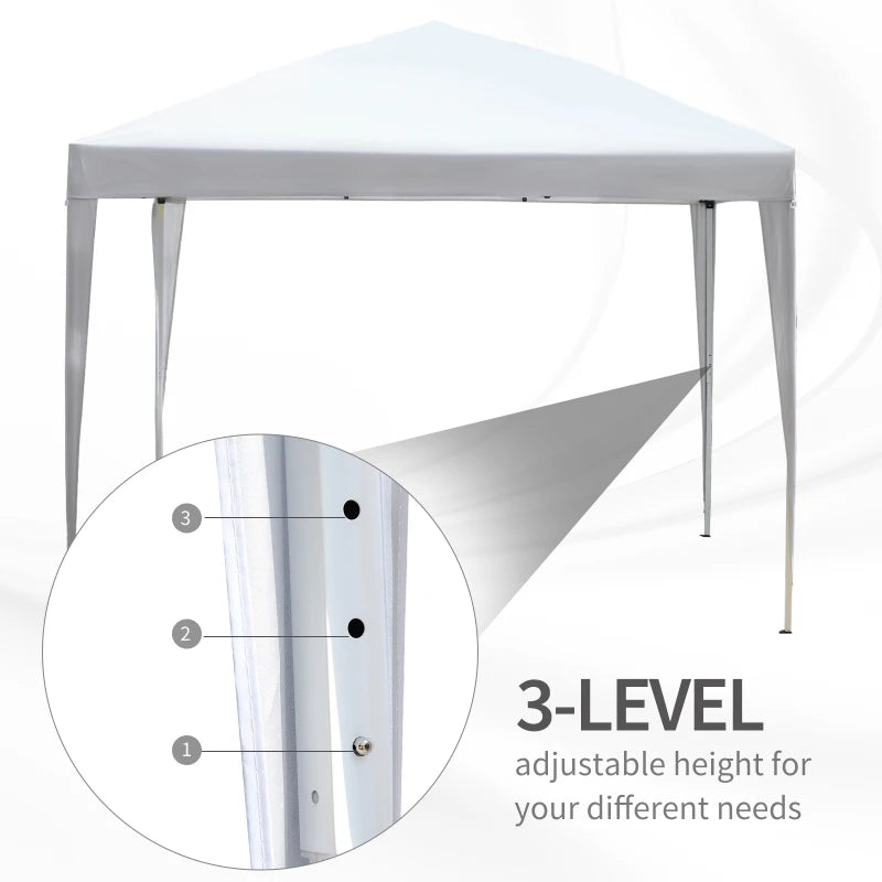 3 x 3M Garden Pop Up Gazebo Height Adjustable Marquee Party Tent Wedding Canopy with Carrying Bag, White