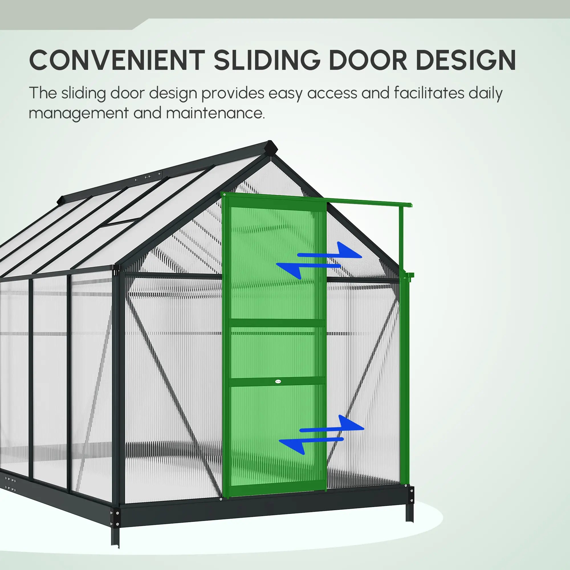 6 x 10ft Polycarbonate Greenhouse, Large Walk-In Green House with Slide Door and Window, Garden Plants Grow House with Aluminium Frame and Foundation, Grey