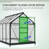 6 x 10ft Polycarbonate Greenhouse, Large Walk-In Green House with Slide Door and Window, Garden Plants Grow House with Aluminium Frame and Foundation, Grey