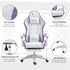 Computer Gaming Chair, PU Leather Desk Chair with Footrest, Swivel Task Chair with 135° Reclining Back and Lumbar Support, PC Chair for Adults, White and Purple Bargain Clearance Centre