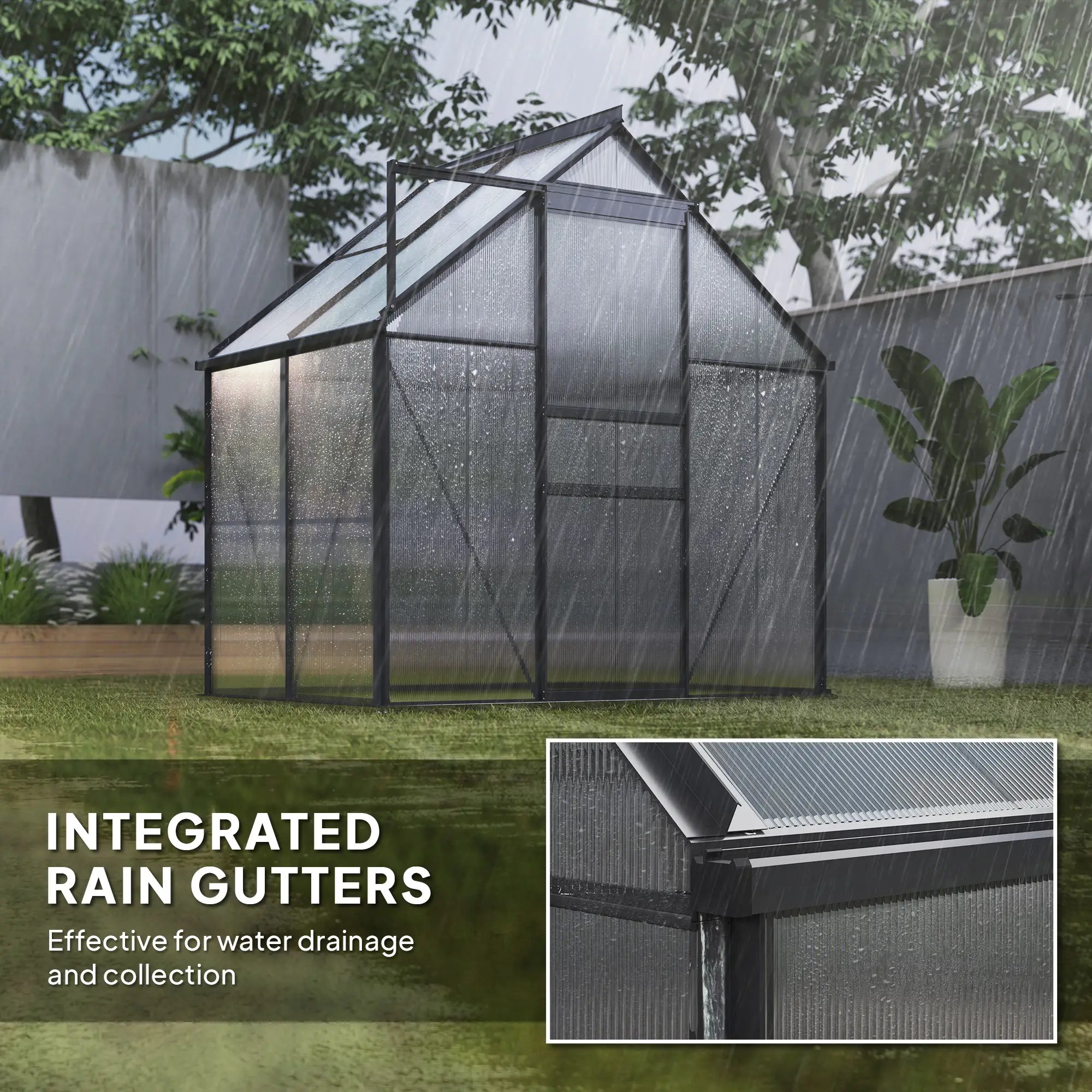 192.5 x 131cm Walk-In Polycarbonate Greenhouse