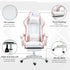 Computer Gaming Chair, PU Leather Desk Chair with Footrest, Swivel Task Chair with 135° Reclining Back and Lumbar Support, PC Chair for Adults, White and Pink Bargain Clearance Centre