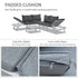 3 Pieces Garden Furniture Sets, 6 Seater Corner Sofa Set with Adjustable Backrest Chase Lounge with Slatted Metal Top Table, Padded Cushion, Grey