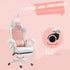 Racing Gaming Chair, Reclining PU Leather Computer Chair with Removable Rabbit Ears, Footrest, Headrest and Lumber Support, Pink Bargain Clearance Centre