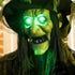170 cm Life Size Hanging Halloween Animated Witch with Glowing LED Eyes, Spooky Witch Scary Halloween Decorations, Battery Operated, Indoor Party Props