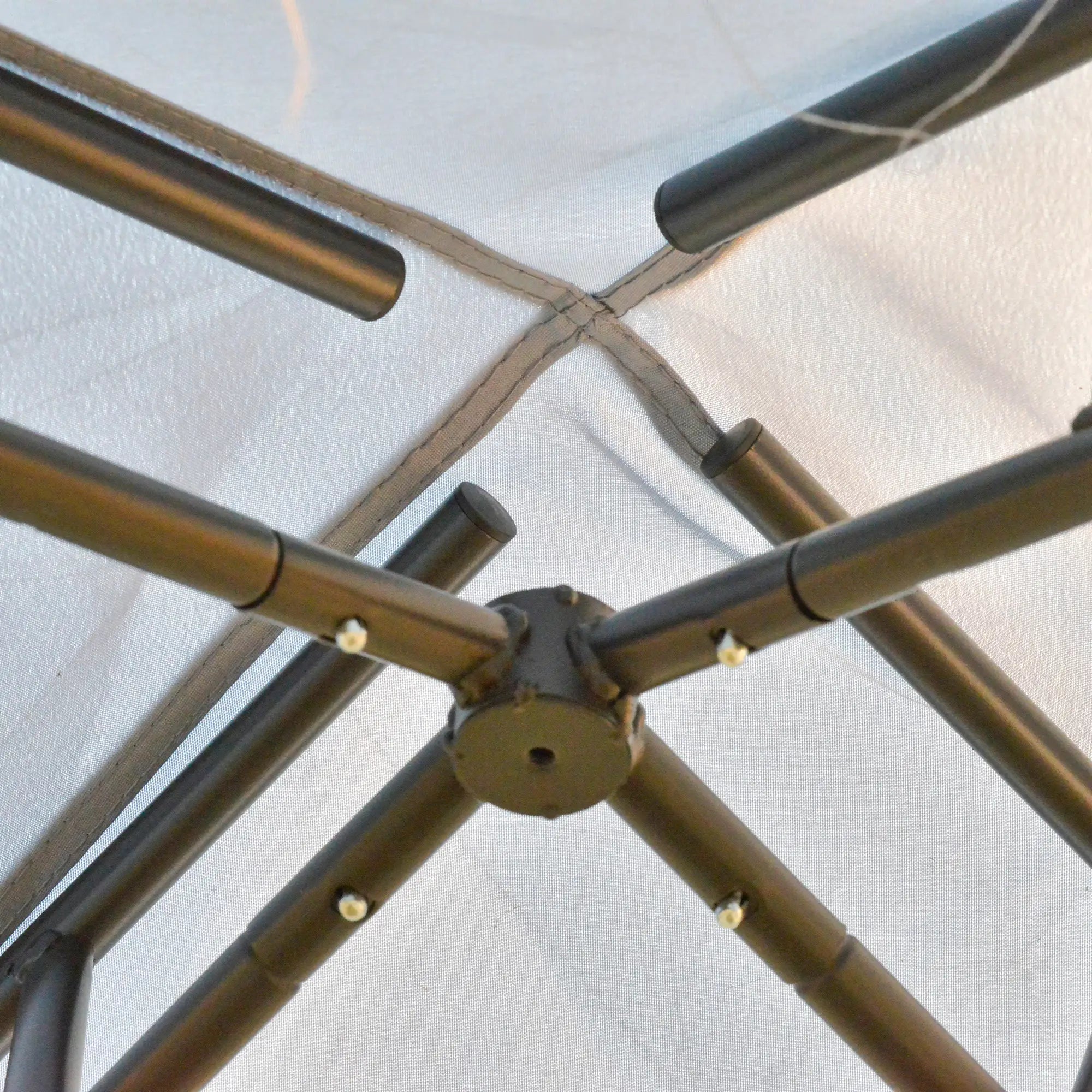 3 x 3 m Metal Gazebo, Garden Pavillion, Double Roof Outdoor Canopy Shelter with Mesh Sidewalls, Grey