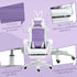 Racing Gaming Chair, Reclining PU Leather Computer Chair with Removable Rabbit Ears, Footrest, Headrest and Lumber Support, Purple Bargain Clearance Centre