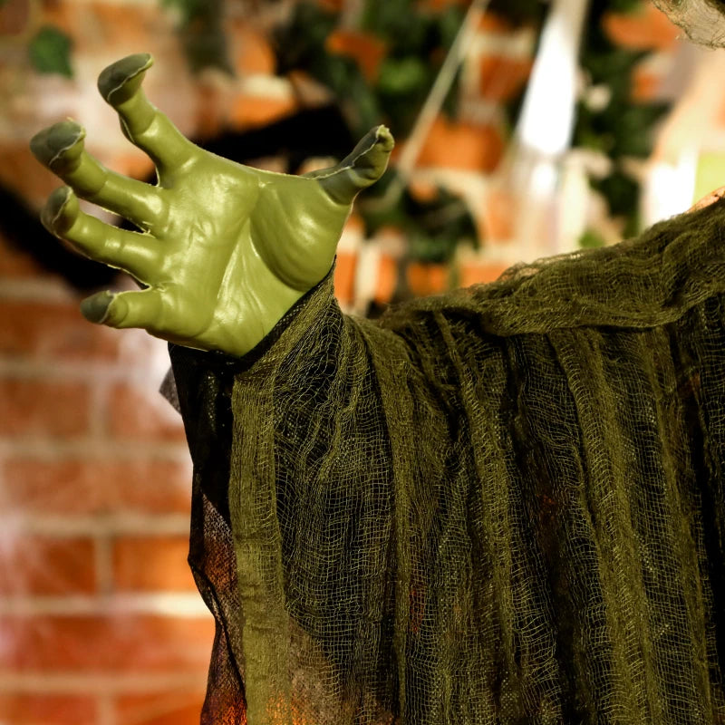170 cm Life Size Hanging Halloween Animated Witch with Glowing LED Eyes, Spooky Witch Scary Halloween Decorations, Battery Operated, Indoor Party Props