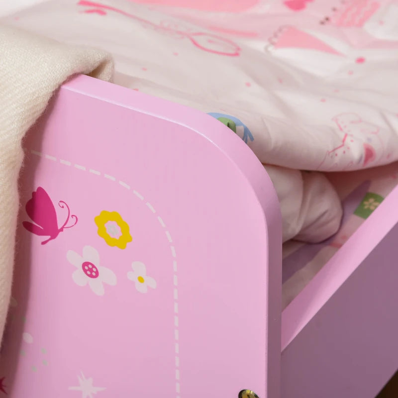 Kids Bed Princess Castle Theme w/ Side Rails Slats Home Furniture for 3 - 6 Yrs Pink 143 x 73 x 60 cm