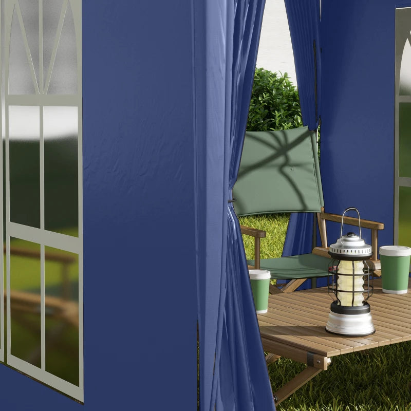 2 x 2 m Garden Pop Up Gazebo, Wedding Party Tent Marquee, Water Resistant Awning Canopy with Sidewalls, Windows, Carry Bag, Blue