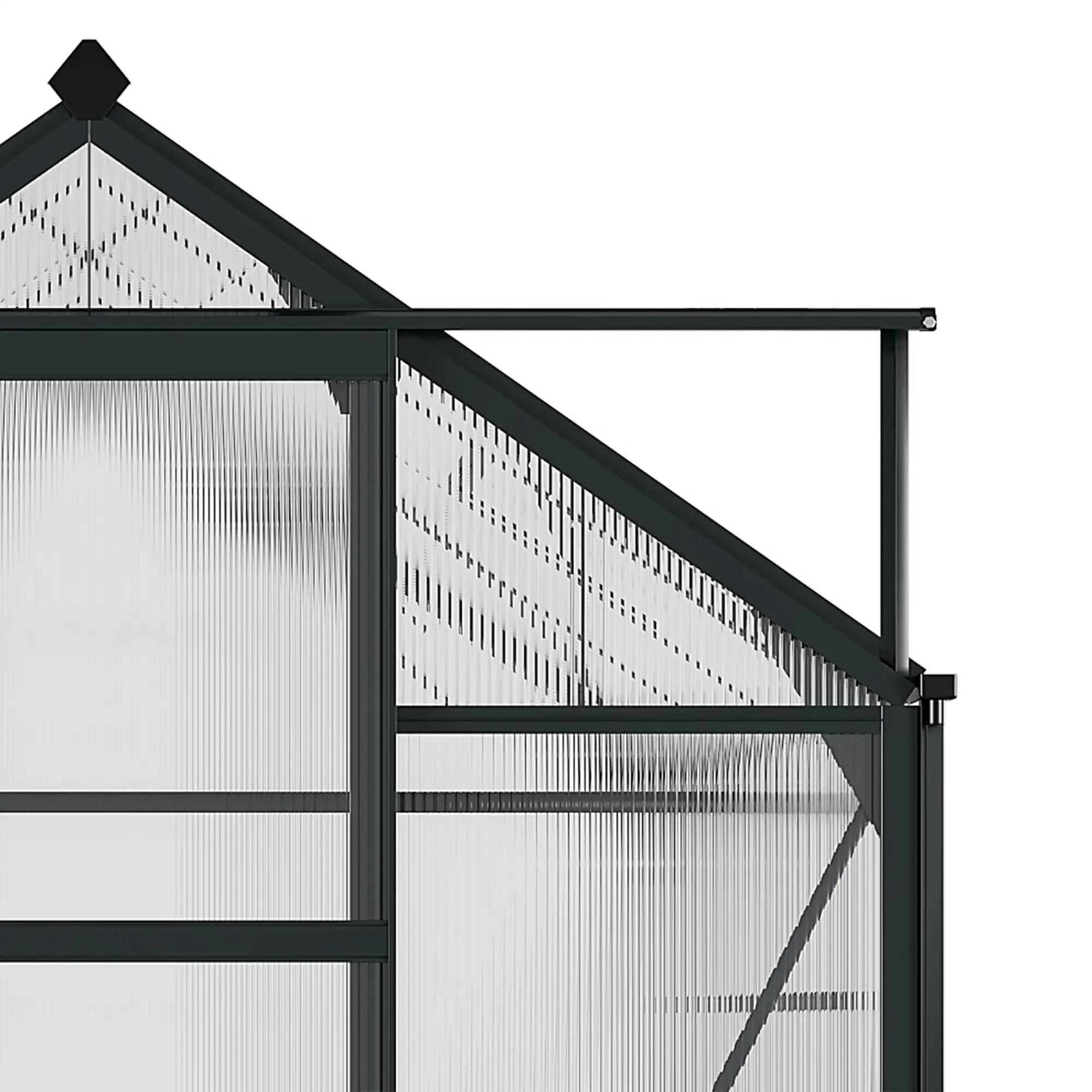 6 x 8ft Polycarbonate Greenhouse, Large Walk-In Green House with Slide Door and Window, Garden Plants Grow House with Aluminium Frame and Foundation, Grey