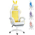 Racing Gaming Chair, Reclining PU Leather Computer Chair with Removable Rabbit Ears, Footrest, Headrest and Lumber Support, Yellow Bargain Clearance Centre