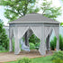 3 x 4m Garden Gazebo Hexagon Pop Up Gazebo Party Tent Canopy Double Roof Instant Shelter with Netting and Carry Bag for Outdoor Patio, Dark Grey