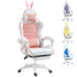 Racing Gaming Chair, Reclining PU Leather Computer Chair with Removable Rabbit Ears, Footrest, Headrest and Lumber Support, Pink Bargain Clearance Centre