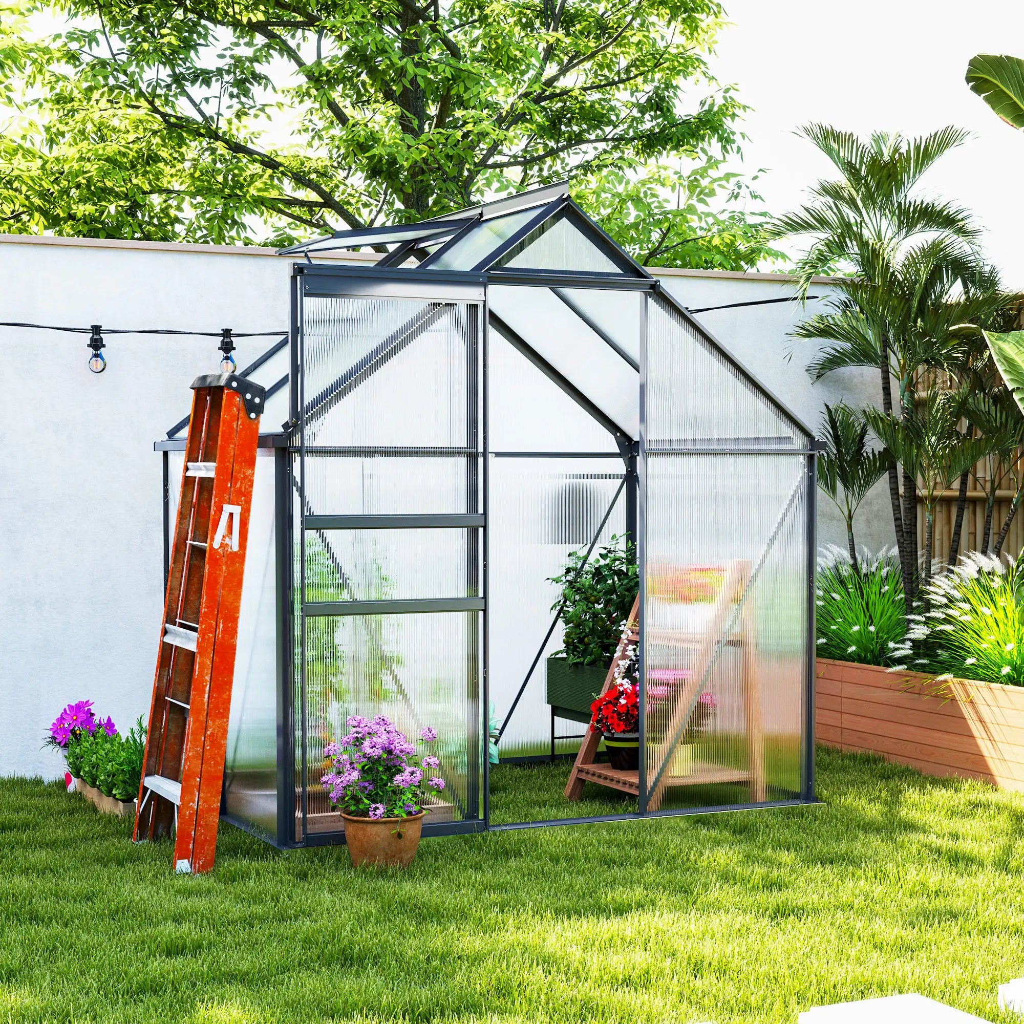 192.5 x 131cm Walk-In Polycarbonate Greenhouse