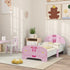 Ballet Theme Toddler Bed Frame with Safety Rails for 3-6 Years, Pink