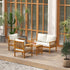 Four-Piece Acacia Wood Garden Sofa Set - Teak/Cream