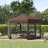 3.5m x 4m Hexagonal Pop Up Gazebo, Canopy Tent Sun Shelter for Patio Outdoor Party, Height Adjustable, with Mosquito Netting and Carry Bag - Brown