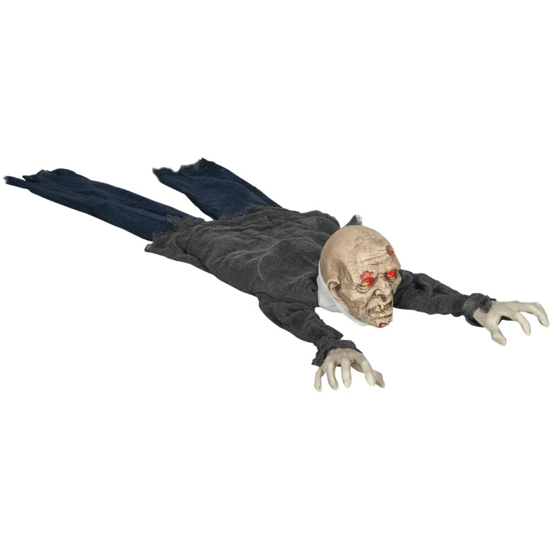 5.2ft Life Size Outdoor Halloween Decoration Crawling Zombie, Animated Prop Decor with Sound and Motion Activated, Light Up Eyes, Howling Sound, Posable Arms