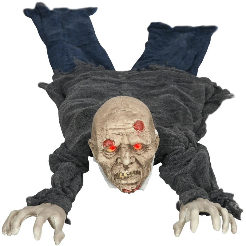 5.2ft Life Size Outdoor Halloween Decoration Crawling Zombie, Animated Prop Decor with Sound and Motion Activated, Light Up Eyes, Howling Sound, Posable Arms