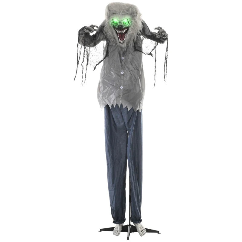 6'8" Skeleton Werewolf Halloween Animatronic, with Glowing Eyes