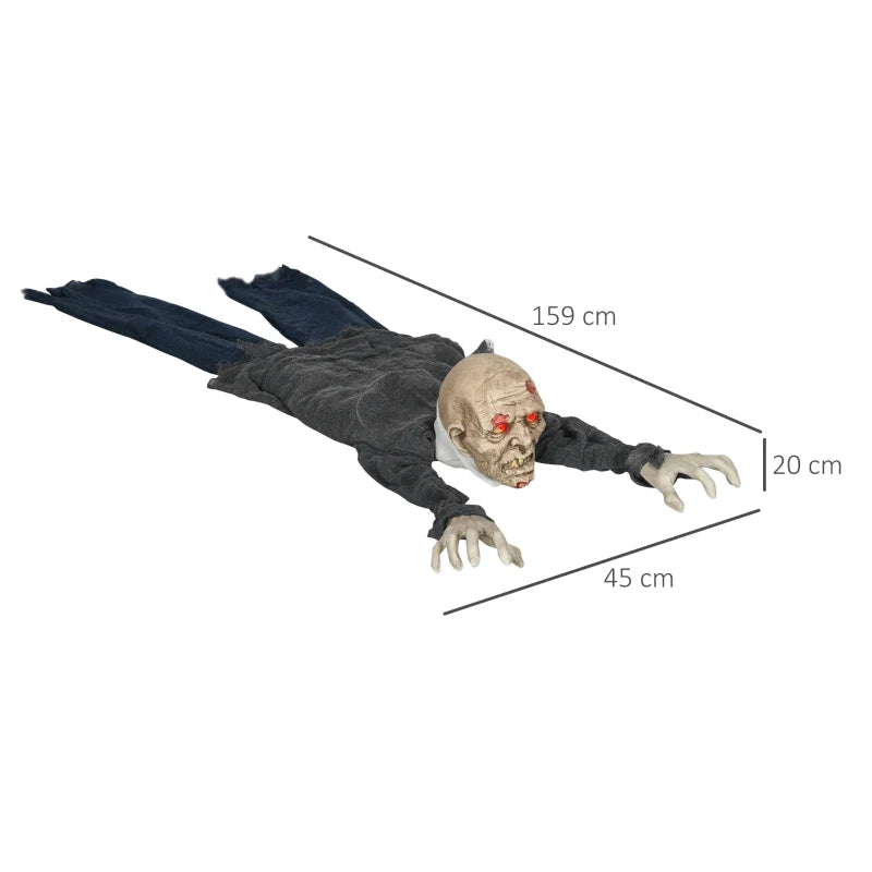 5.2ft Life Size Outdoor Halloween Decoration Crawling Zombie, Animated Prop Decor with Sound and Motion Activated, Light Up Eyes, Howling Sound, Posable Arms