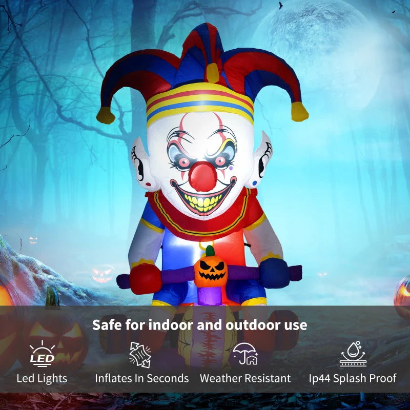 4ft Halloween Inflatable Clown on Bicycle, Blow Up Outdoor Halloween Decoration with 3 Built-in LED Lights for Garden, Party Indoor Outdoor
