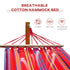 Outdoor Hammock with Stand, Free Standing Hammock with Arc Wooden Frame and 200 x 100cm Fabric, Garden Swing Hanging Bed with Safe Ropes, Multicolour