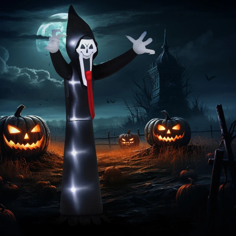 10 FT Grim Reaper Halloween Inflatable with 5 Built-in LED Lights, Blow Up Outdoor Halloween Decoration for Indoor, Outdoor Party
