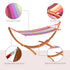 Outdoor Hammock with Stand, Free Standing Hammock with Arc Wooden Frame and 200 x 100cm Fabric, Garden Swing Hanging Bed with Safe Ropes, Multicolour