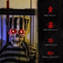 Halloween Animated Hinging Skeleton Prisoner in Cage with Glowing LED Eyes, Spooky Skeleton Scary Halloween Decorations, Battery Operated, Indoor Party Props