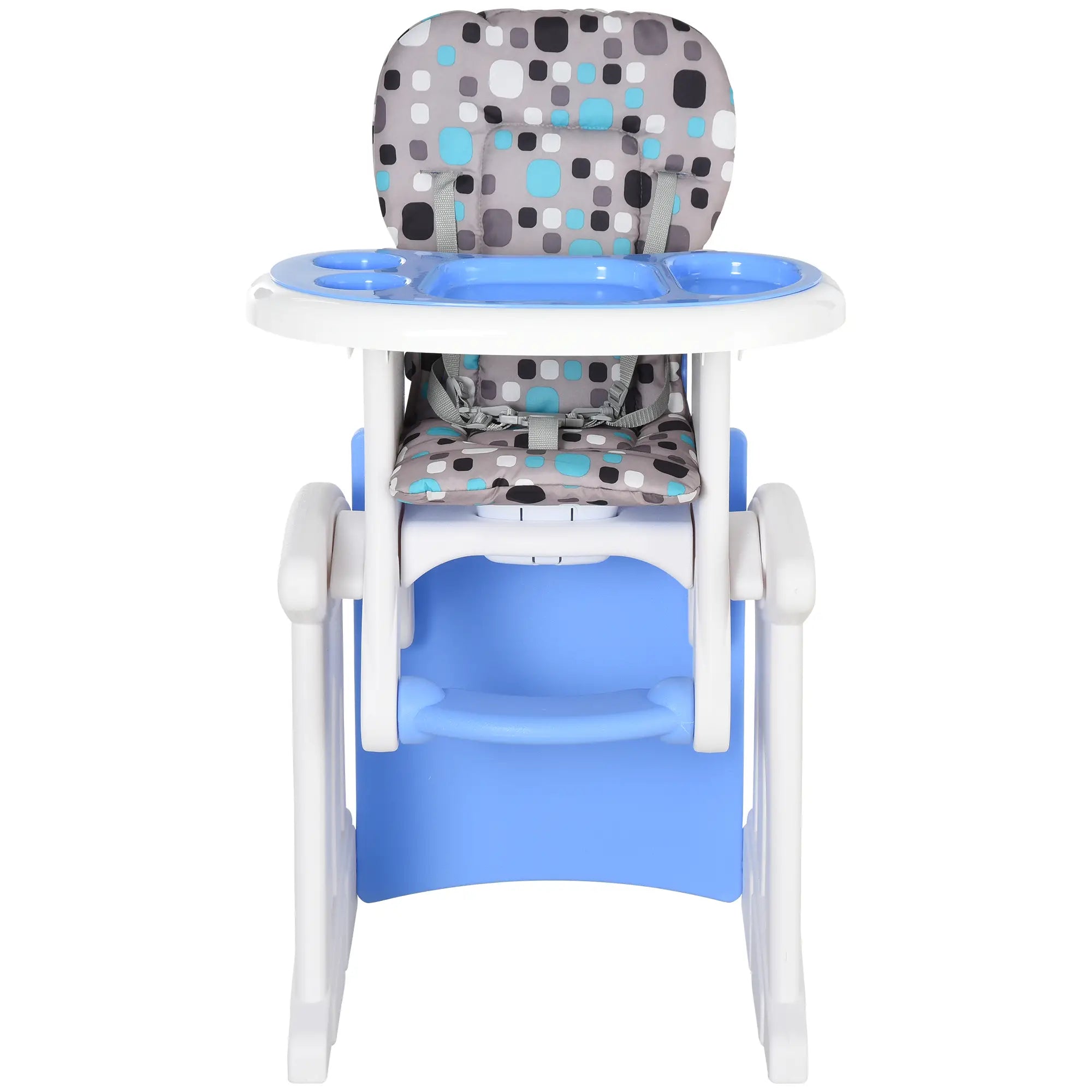 2 in 1 Convertible Baby High Chair Toddler Table Chair Infant Feeding Seat Removable Food Tray Safety Harness Blue 4.7