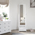 Jewellery Cabinet with led, mirroir Cabinet Armoire Floor Standing Flip-over Makeup Shelf Organizer with lock white