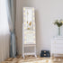 Free Standing LED Mirrored Jewelry Cabinet Armoire Floor Organiser W/ 3 Angle Adjustable For Rings Earrings Bracelets Cosmetics Warm White