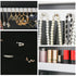 Free Standing LED Mirrored Jewelry Cabinet Armoire Floor Organiser W/ 3 Angle Adjustable For Rings Earrings Bracelets Cosmetics Warm White