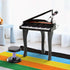 37 Keys Kids Mini Electronic Keyboard Children Grand Piano with Stool Microphone Light Musical Instrument Educational Game Toy Set (Black)